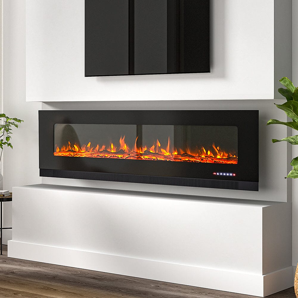 72 inch Wall Mounted Electric Fireplaces With Remote Control 9 Flame Colours Heater Wall Mounted Fireplaces Living and Home Black